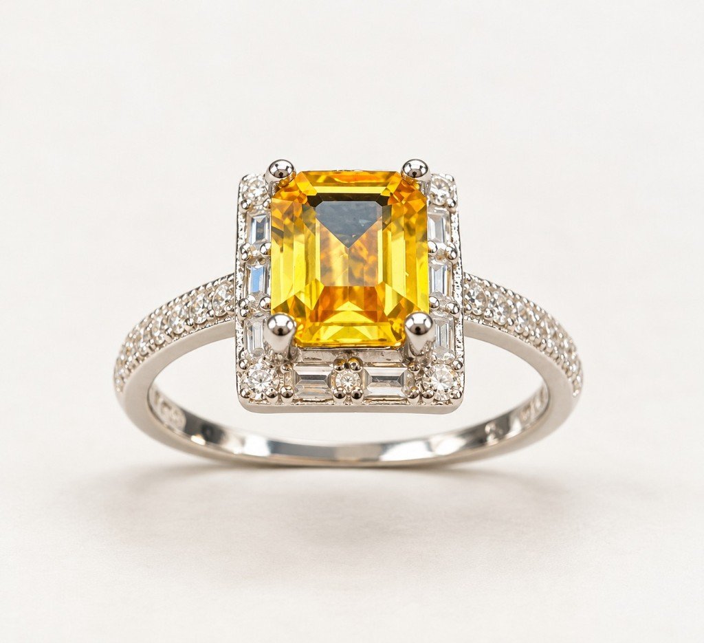 Citrine halo ring