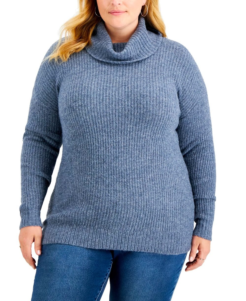 Plus Size Cowlneck Tunic Sweate